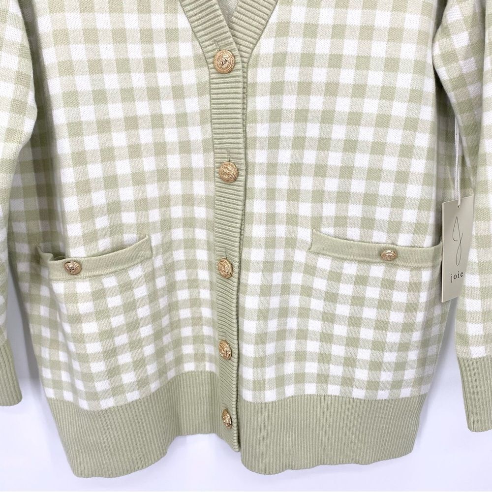 Joie Gingham Boyfriend Oversized Cardigan Sweater New Country House Chic - Picture 14 of 14